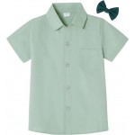 Boys Dress Shirts Boy Button Down Shirt Short Sleeve Removable Bow Tie Button Up White Formal Graduation 6-10 Size Boys Dress Shirts Boy Button Down Shirt Short Sleeve Removable Bow Tie Button Up White Formal Graduation 6-10 Size
