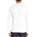 White Mens Fashion Henley Shirts Long Sleeve Button Cotton T-Shirt with Pocket