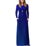 Women's Long Sleeve Loose Plain Maxi Dresses Casual Long Dresses with Pockets
