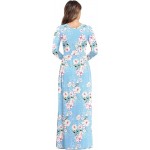 flower-light Blue Women's Long Sleeve Loose Plain Maxi Dresses Casual Long Dresses with Pockets flower-light Blue Women's Long Sleeve Loose Plain Maxi Dresses Casual Long Dresses with Pockets