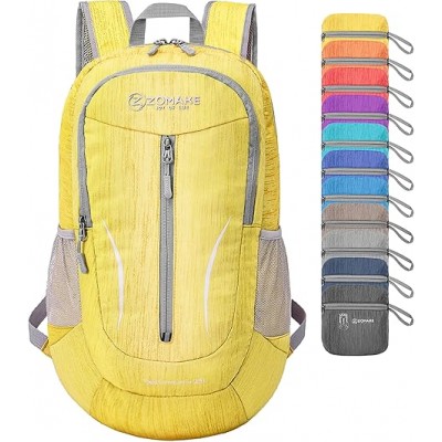 25L Ultra Lightweight Packable Backpack - Foldable Hiking Backpacks Water Resistant Small Folding Daypack for Travel(Yellow)