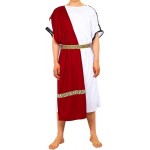 Men's Deluxe Classic Toga Costume Set Including Tunic,Belt Roman Costume White God Burgundy Summer Partywear