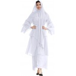 Women Muslim Chiffon Abaya Modest Open Front Cardigan Dress with Hijab Middle East Arabian Robe Islamic Dubai Outfit