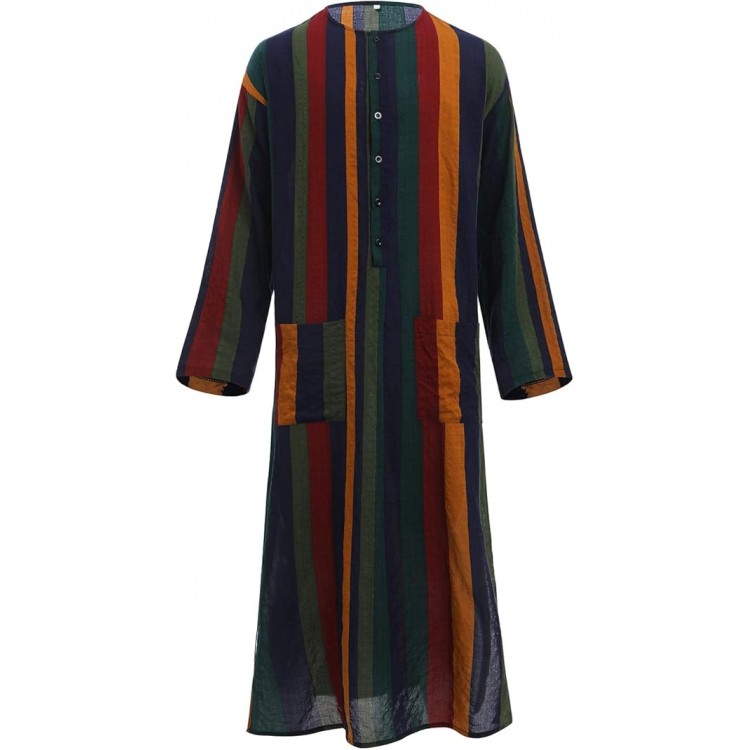Mens Muslim Thobe Long Sleeve Stripe Long Gown Middle East Islam Arabic Thobe Shirt Dresses Mens Muslim Thobe Long Sleeve Stripe Long Gown Middle East Islam Arabic Thobe Shirt Dresses
