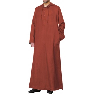 Long Sleeve Kaftan Thobe Button down Men Thobe with Pocket Big and Tall Kaftan Muslim Men Thobe