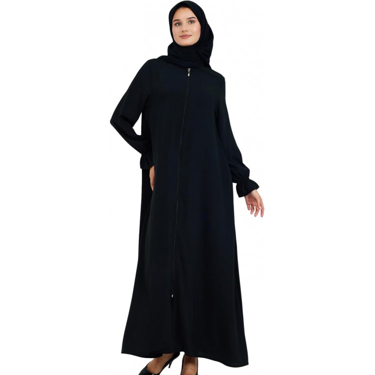 Abaya for Muslim Women | Zipper Front Long Sleeve Modest Abayas Prayer Dresses | Iraq Modest Fashion