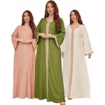 Women's Muslim Islamic Abaya Dress Elegant V Neck Bronzing Kaftan Dress Full Length Prayer Clothes Evening Gowns